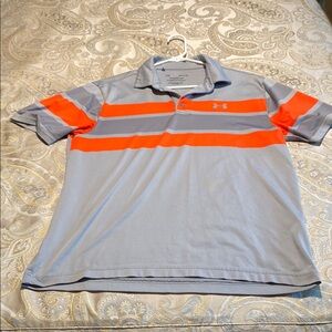 Under Armour Men's Gray and Orange Polo Shirt